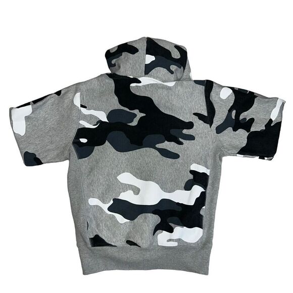 Champion Reverse Weave Hoodie Size Medium Gray Blue Camo Pullover - Picture 3 of 9